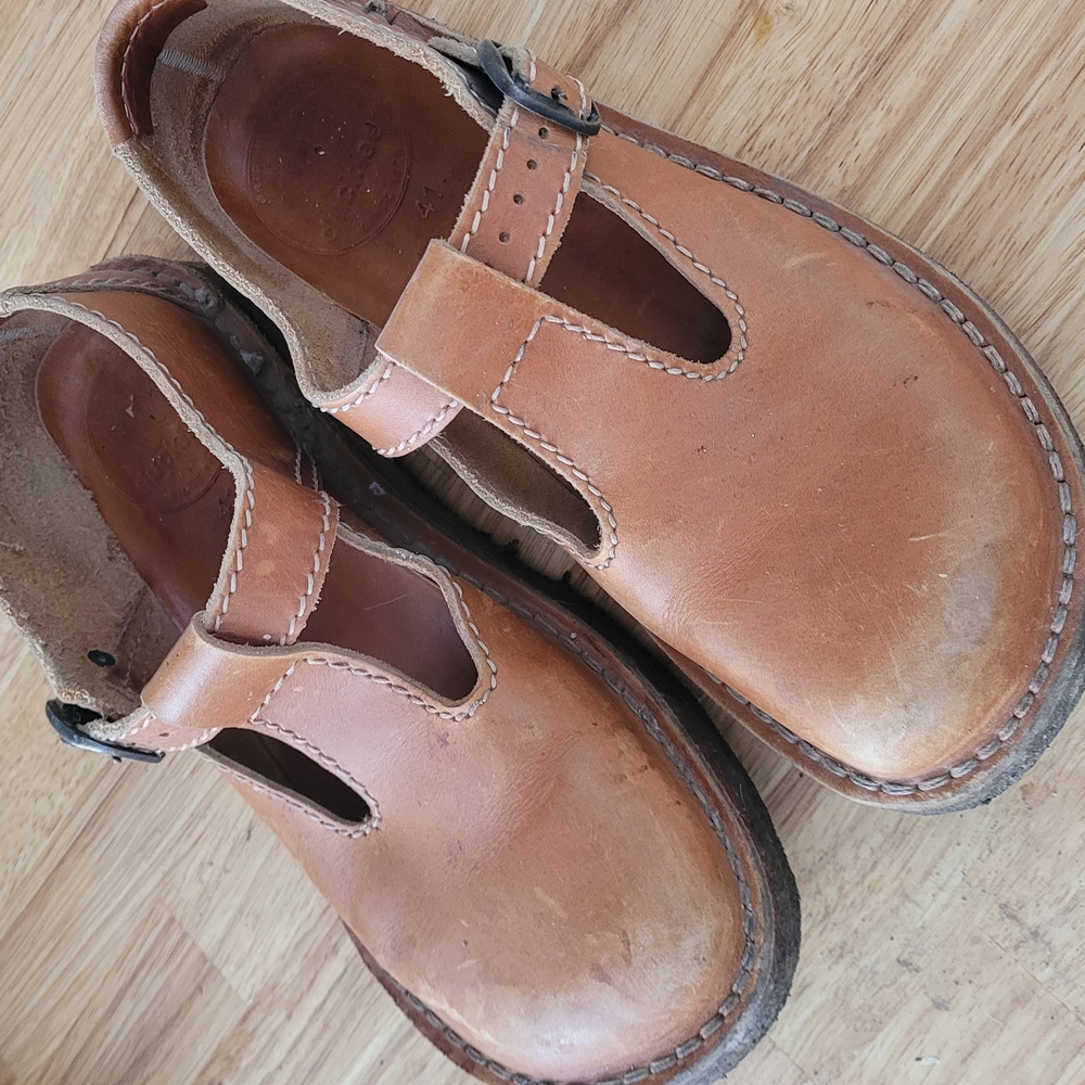 Brown Leather T-Bar Shoes